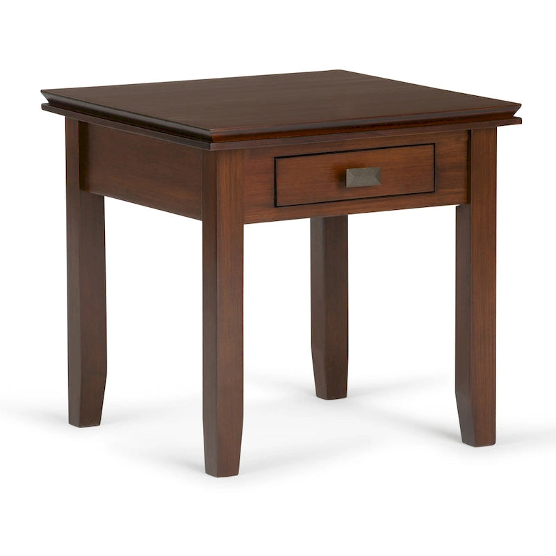 Table d'appoint carrée en bois massif avec tiroir