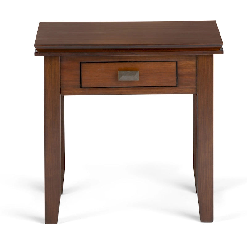 Table d'appoint carrée en bois massif avec tiroir