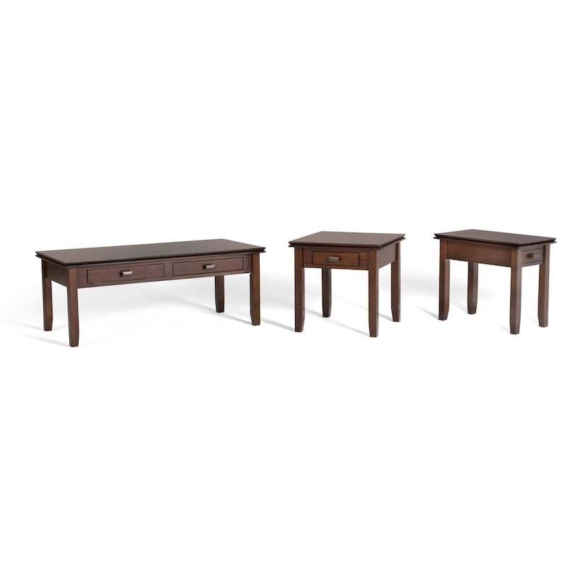 Table d'appoint carrée en bois massif avec tiroir