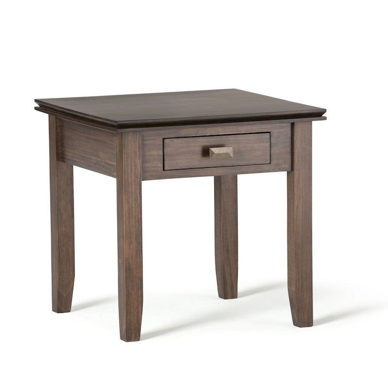 Table d'appoint carrée en bois massif avec tiroir