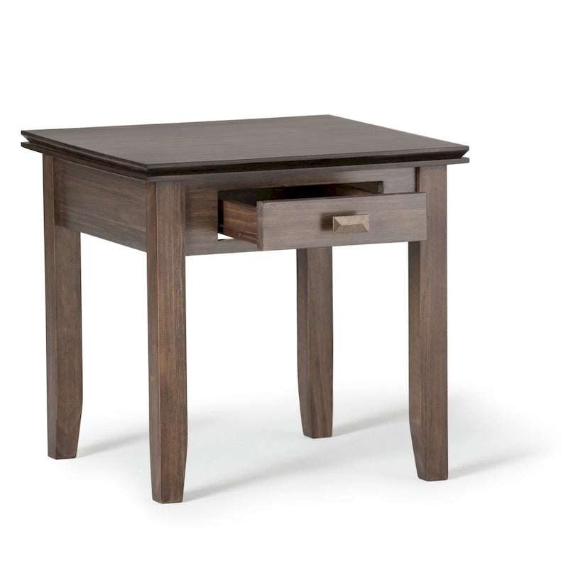 Table d'appoint carrée en bois massif avec tiroir