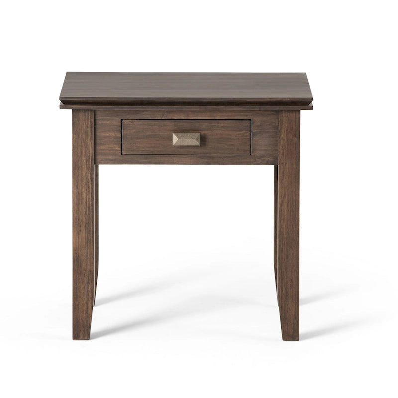 Table d'appoint carrée en bois massif avec tiroir