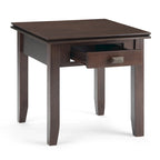 Table d'appoint carrée en bois massif avec tiroir