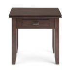 Table d'appoint carrée en bois massif avec tiroir