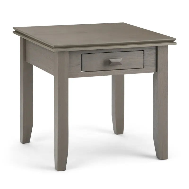 Table d'appoint carrée en bois massif avec tiroir