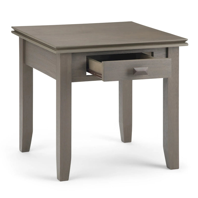Table d'appoint carrée en bois massif avec tiroir