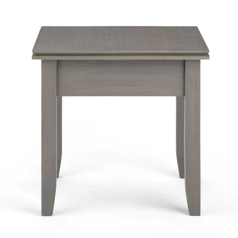 Table d'appoint carrée en bois massif avec tiroir