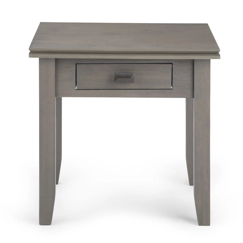 Table d'appoint carrée en bois massif avec tiroir