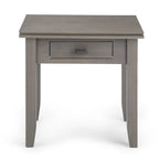 Table d'appoint carrée en bois massif avec tiroir
