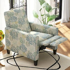 Fauteuil club inclinable fleuri – Beige clair et bleu