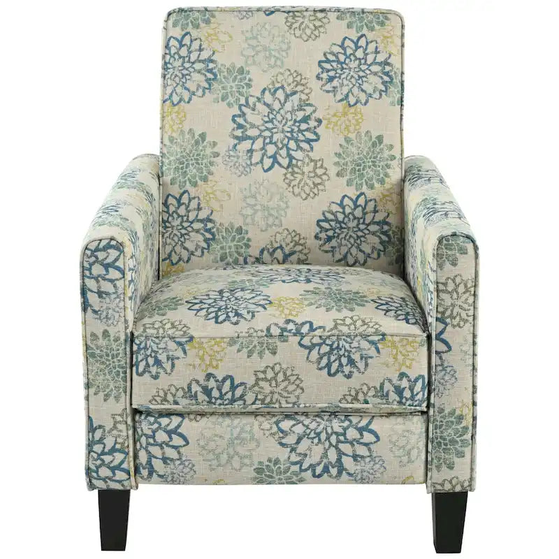 Fauteuil club inclinable fleuri – Beige clair et bleu