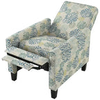 Fauteuil club inclinable fleuri – Beige clair et bleu