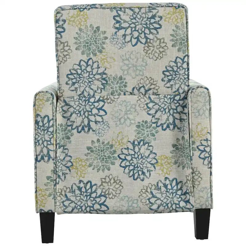 Fauteuil club inclinable fleuri – Beige clair et bleu