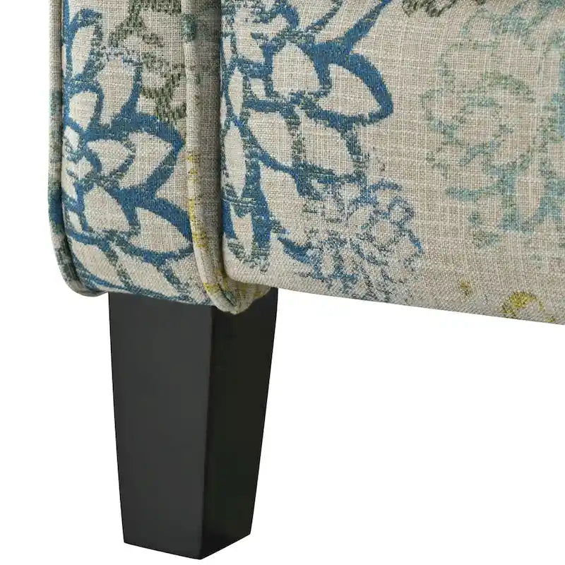 Fauteuil club inclinable fleuri – Beige clair et bleu