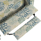 Fauteuil club inclinable fleuri – Beige clair et bleu