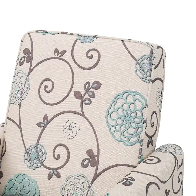 Fauteuil club inclinable fleuri – Beige clair et bleu