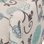 Fauteuil club inclinable fleuri – Beige clair et bleu