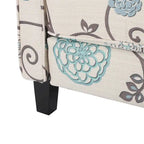 Fauteuil club inclinable fleuri – Beige clair et bleu