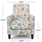 Fauteuil club inclinable fleuri – Beige clair et bleu