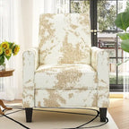 Fauteuil club inclinable fleuri – Beige clair et bleu