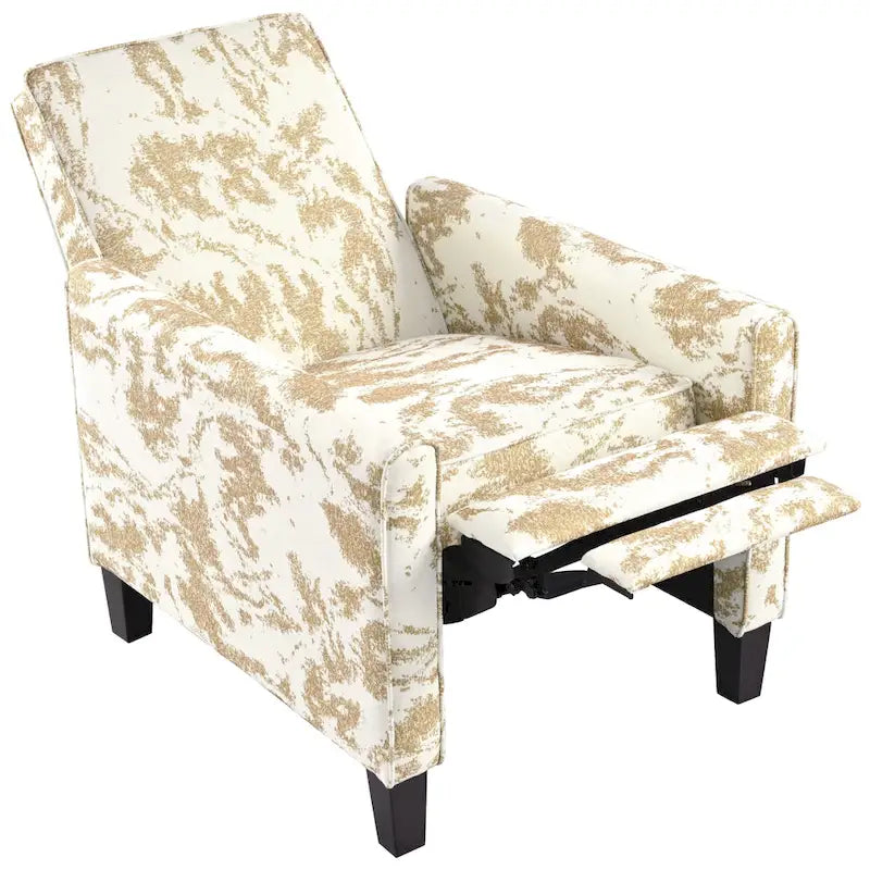 Fauteuil club inclinable fleuri – Beige clair et bleu