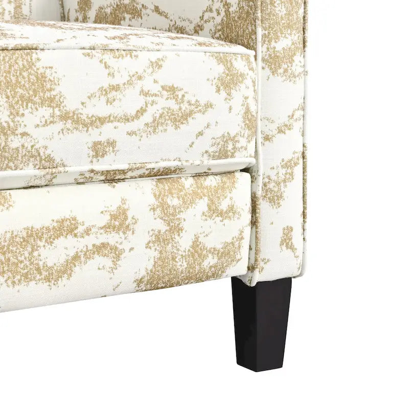 Fauteuil club inclinable fleuri – Beige clair et bleu