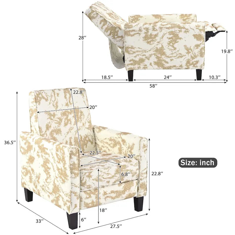 Fauteuil club inclinable fleuri – Beige clair et bleu