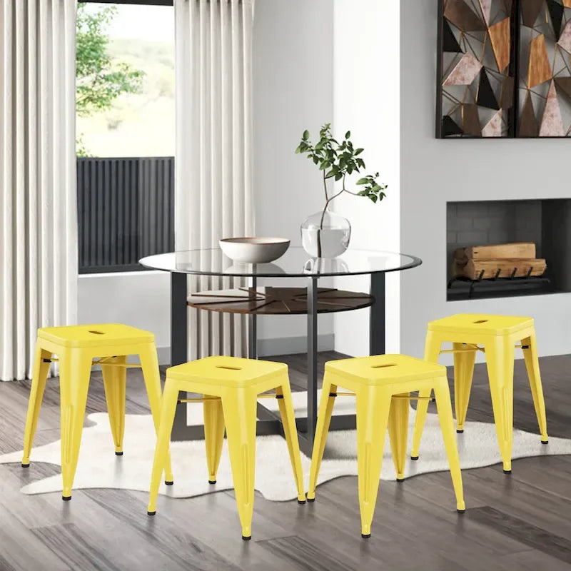 Tabouret de bar industriel en métal sans dossier, lot de 4 – 45,7 cm