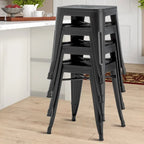 Tabouret de bar industriel en métal sans dossier, lot de 4 – 45,7 cm