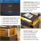 Commode à 8 tiroirs avec design en colonne et lumières LED