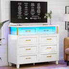 Commode à 8 tiroirs avec design en colonne et lumières LED