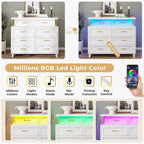 Commode à 8 tiroirs avec design en colonne et lumières LED
