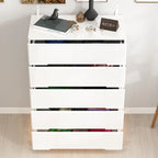 Commode de rangement brillante à 5 tiroirs avec plateau spacieux de 31,5 po à DEL
