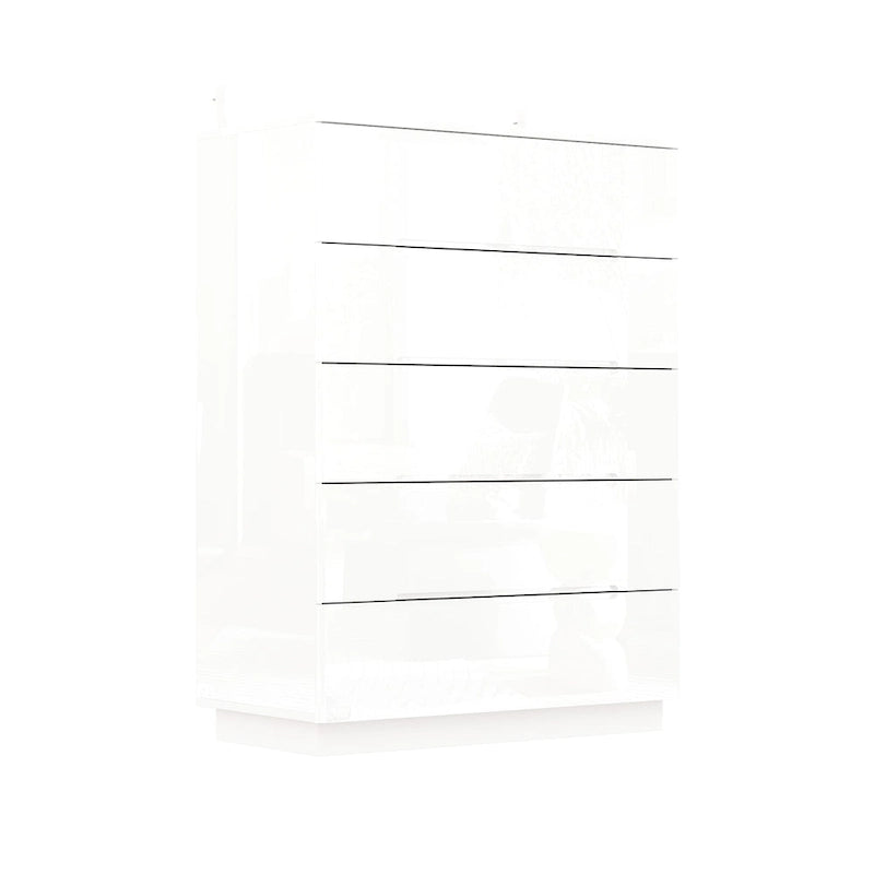 Commode de rangement brillante à 5 tiroirs avec plateau spacieux de 31,5 po à DEL