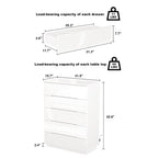 Commode de rangement brillante à 5 tiroirs avec plateau spacieux de 31,5 po à DEL