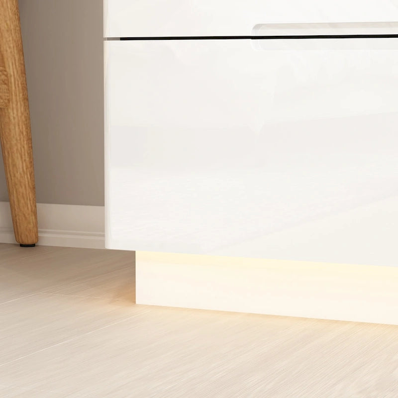 Commode de rangement brillante à 5 tiroirs avec plateau spacieux de 31,5 po à DEL
