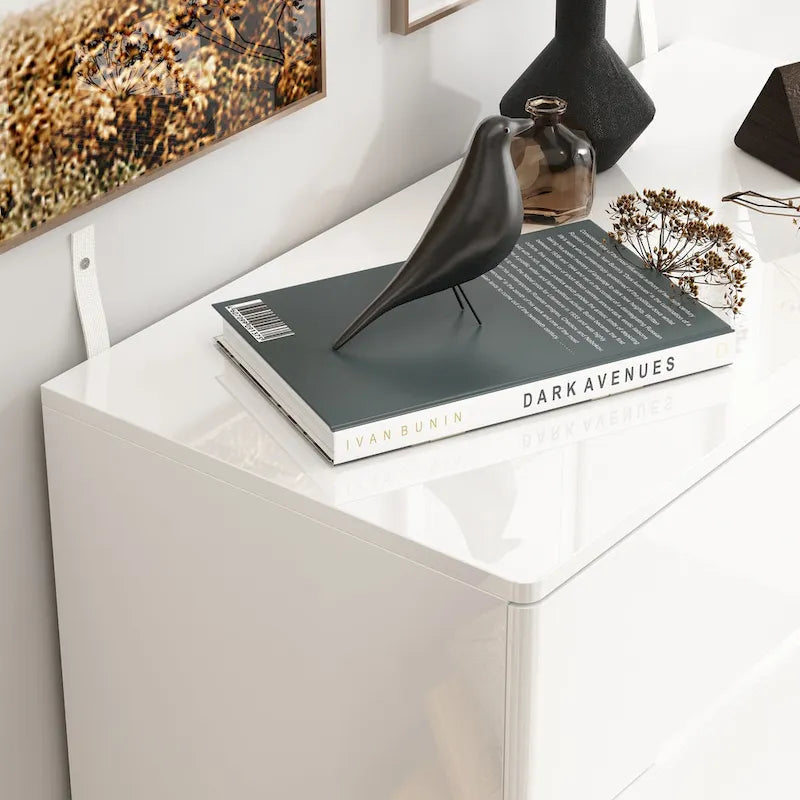 Commode de rangement brillante à 5 tiroirs avec plateau spacieux de 31,5 po à DEL