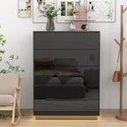 Commode de rangement brillante à 5 tiroirs avec plateau spacieux de 31,5 po à DEL