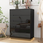 Commode de rangement brillante à 5 tiroirs avec plateau spacieux de 31,5 po à DEL