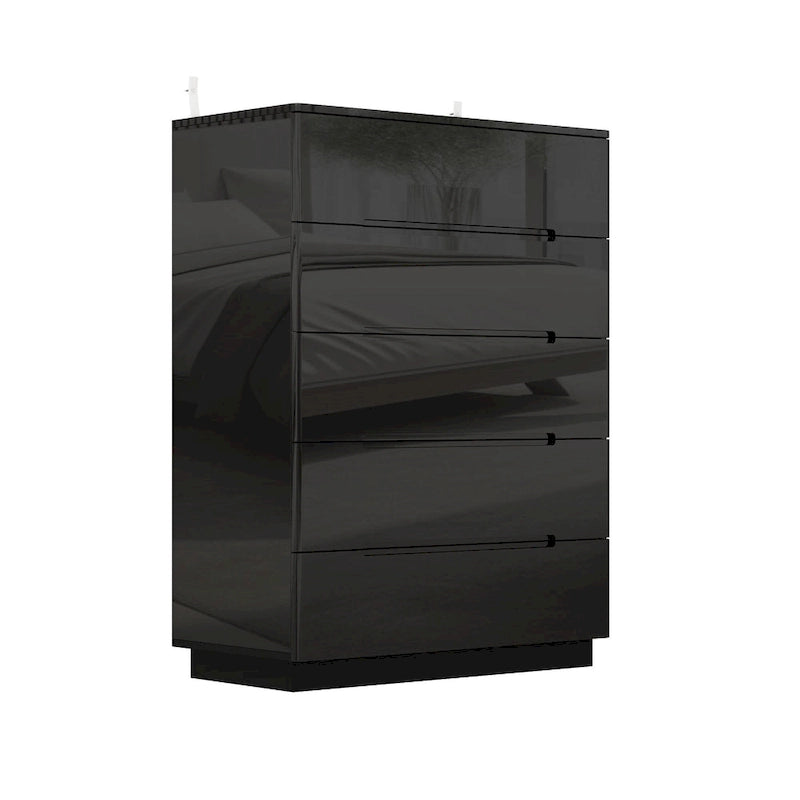 Commode de rangement brillante à 5 tiroirs avec plateau spacieux de 31,5 po à DEL