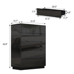 Commode de rangement brillante à 5 tiroirs avec plateau spacieux de 31,5 po à DEL