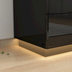 Commode de rangement brillante à 5 tiroirs avec plateau spacieux de 31,5 po à DEL
