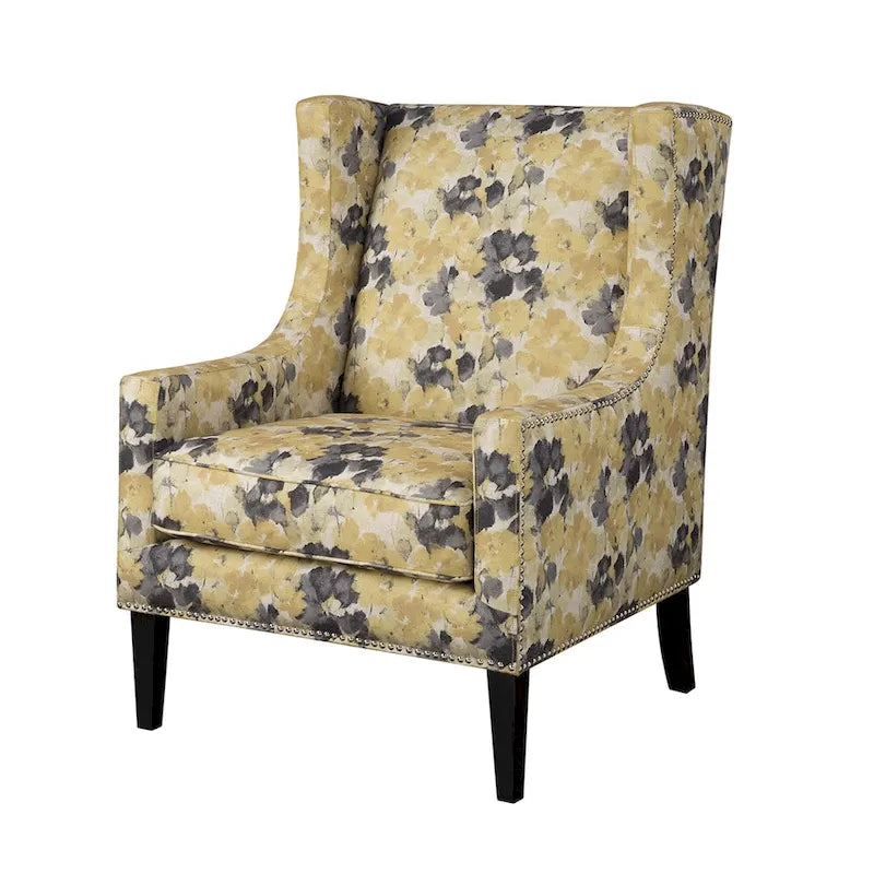 Fauteuil d'appoint à oreilles à motifs floraux