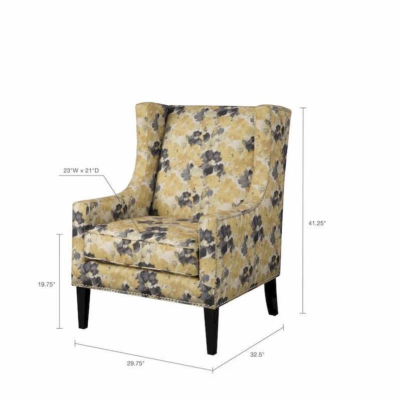 Fauteuil d'appoint à oreilles à motifs floraux