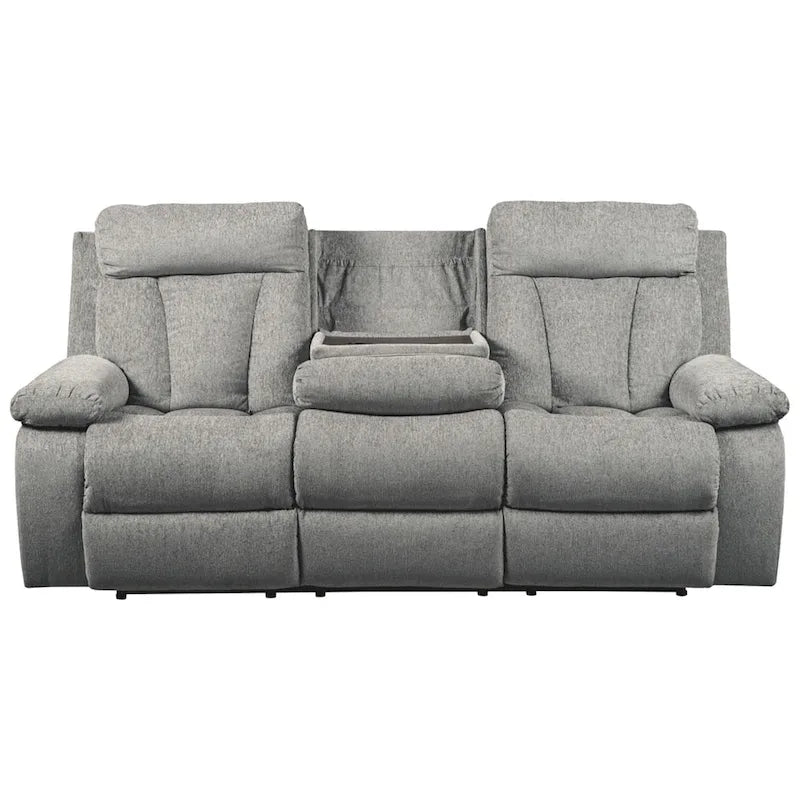 Canapé double inclinable contemporain gris avec tablette escamotable