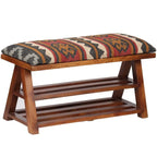Banc de rangement en bois tapissé de Kilim fait main HERAT ORIENTAL - 30 L x 12,5 P x 16 H
