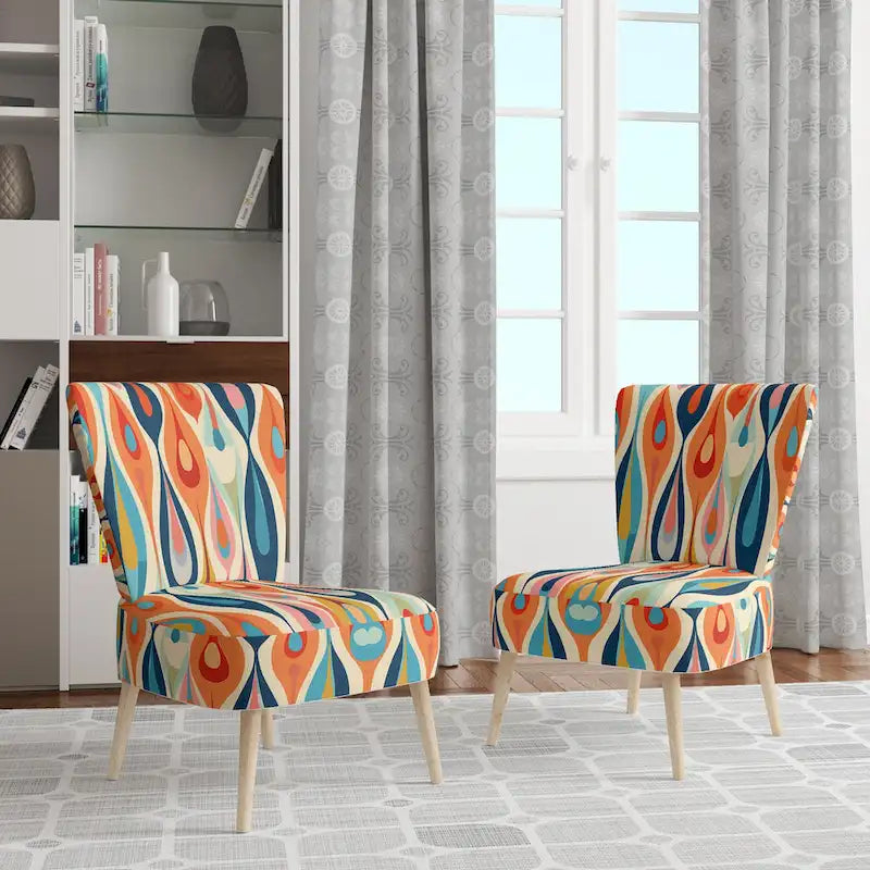 Fauteuil d'appoint géométrique capitonné Retro Abstract Drops XI