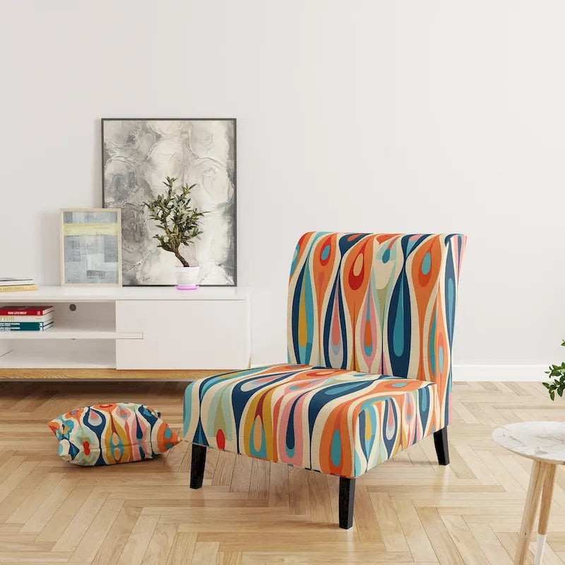 Fauteuil d'appoint géométrique capitonné Retro Abstract Drops XI