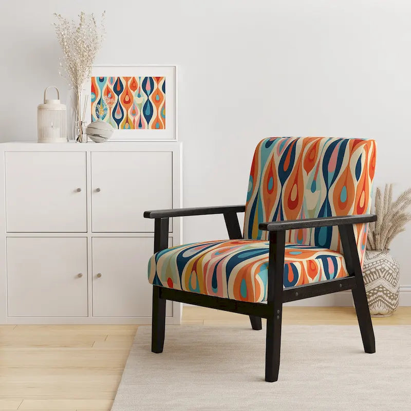 Fauteuil d'appoint géométrique capitonné Retro Abstract Drops XI