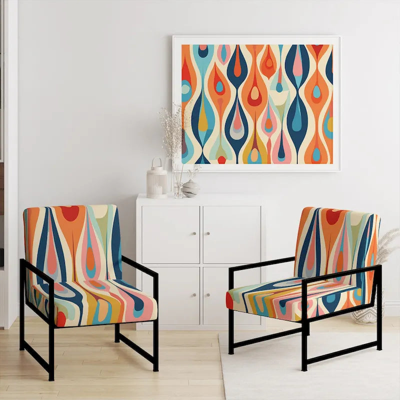 Fauteuil d'appoint géométrique capitonné Retro Abstract Drops XI
